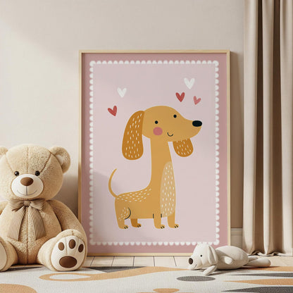 Cute Dachshund Wall Art, Sausage Dog Canvas Print